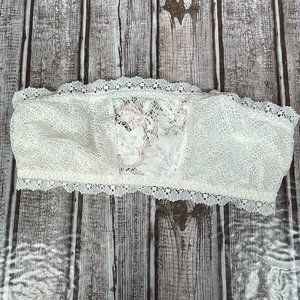 VICTORIA'S SECRET Bralette Bandeau Women's XS White Lace NWT NEW